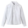 thumbnail image 2 of SGMVNU Girls White Uniform Shirts Frill Trimmed Lapel Collar Long Sleeve Button Down Dress Shirt School Clothes, Size 6-7 Years, Multicolour, 2 of 5
