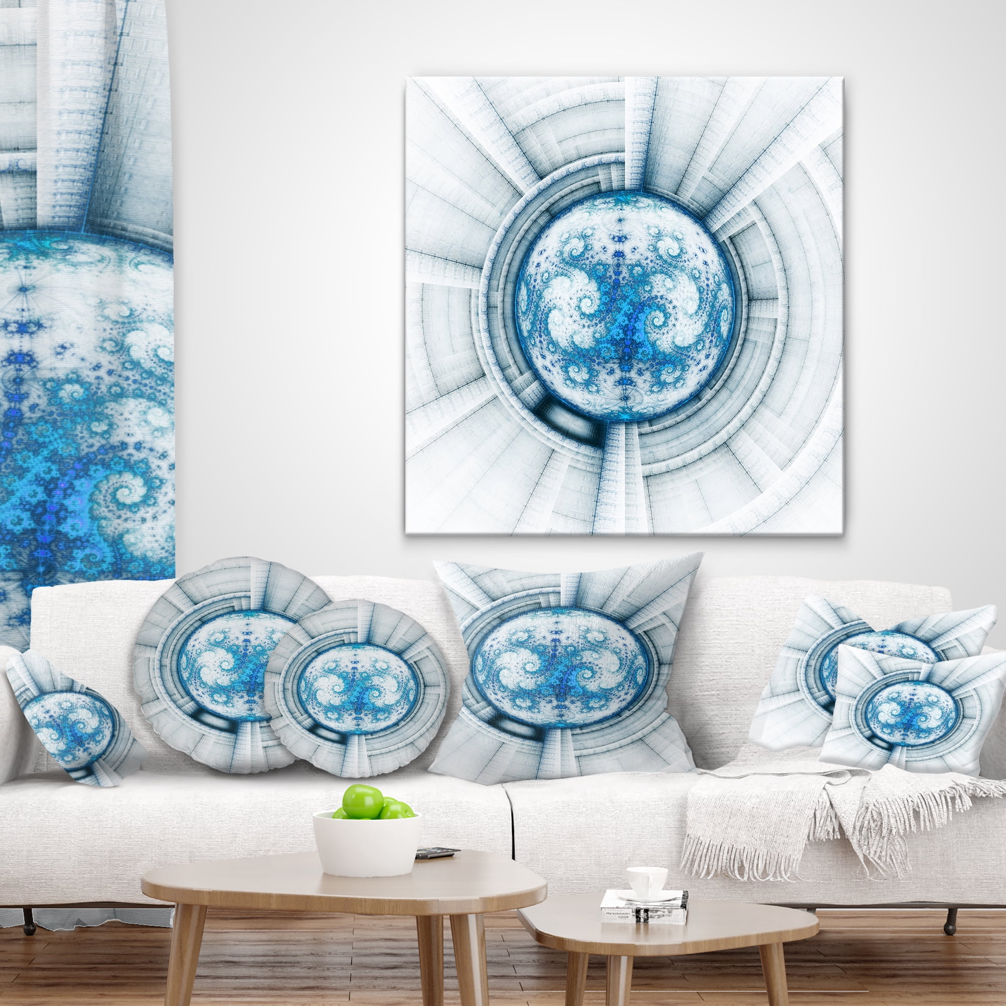 Designart 16" x 16" Blue Polyester Throw Pillow