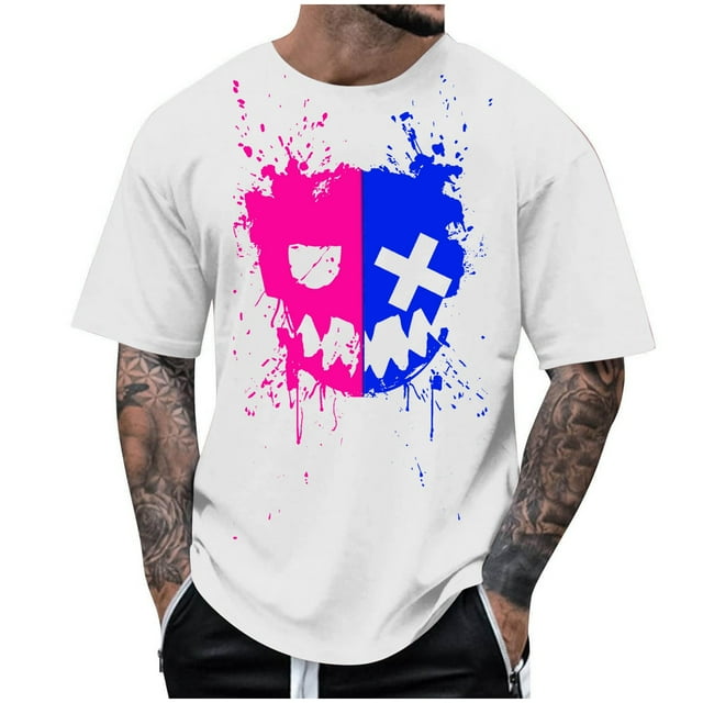 T-Shirts à Col Rond pour Hommes Séchage Rapide Imprimé Polyester, Coupe 3D Col Rond Haut Athlétique pour Gym, Course, Cyclisme & Décontracté