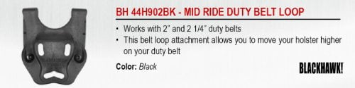 Blackhawk Mid-Ride Duty Belt Loop with Screws Black