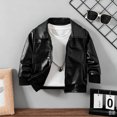 thumbnail image 5 of Toddler Baby Boys Faux Leather Jacket Long Sleeve Zip Up Soft Warm Cozy Windproof Classic Moto Outerwear 12-18 Months, 5 of 9