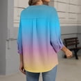 thumbnail image 3 of Bbyeadc Button Up Shirts for Women 3/4 Length Sleeve Round Neck Top Tie Dye Breathable Top Fashion Loose Summer T-Shirt,Blue(XXL), 3 of 5
