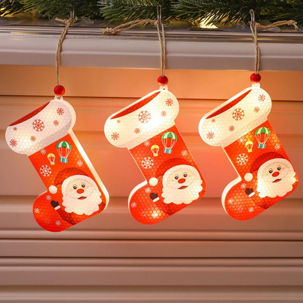 Battery Operated Christmas Tree Lights, Christmas Window Hanging Pendant with LED Light for