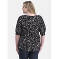 thumbnail image 3 of Terra & Sky Women's Plus Size Smocked Blouse, Sizes 0X-5X, 3 of 5