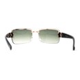 thumbnail image 2 of Old School Rimless Narrow Rectangle 90s Designer Shade Sunglasses Gold Green, 2 of 4