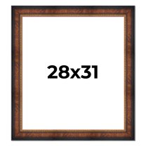 28x31 Frame Brown Walnut Gold Ornate Trim Solid Wood Plein Air Picture Frame | 3 Inch Moulding