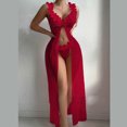 thumbnail image 2 of Levmjia Women's Lace Camisole Nightgown Set Sheer Mesh Sleeveless Nightie with Slit Comfortable Sleepwear for Women Lingerie Homewear, 2 of 3