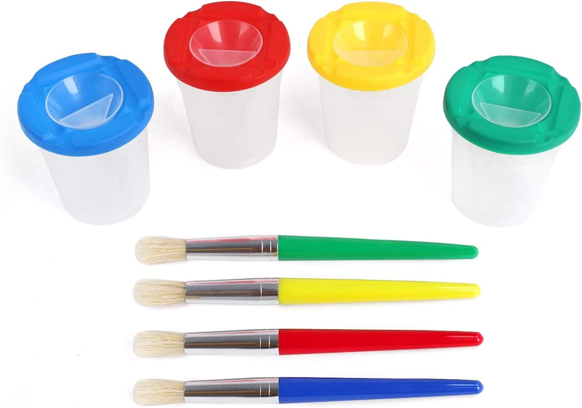 Casewin Spill Proof Paint Cup and Paint Brushes Kit Art Supplies Gift
