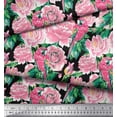 thumbnail image 3 of Soimoi Polyester Crepe Fabric Leaves,Rose & Parrot Bird Printed Fabric 1 Yard 52 Inch Wide, 3 of 3
