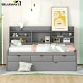 thumbnail image 3 of Bellemave Twin Size Captain Bed with Drawers And Trundle Twin Storage Platform Bed with Built-in Bookcases Space Saving Wooden Daybed Frame for Teens, Gray, 3 of 12