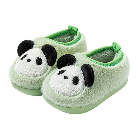 Otqutp 0-14Years Children's Warm Slippers Winter Boys and Girls Home Indoor Cute Padded Wool Slippers Baby Baby Cotton Shoes(Green,9-12Months)