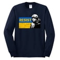 thumbnail image 2 of Support Ukrainian Flag Zelensky RESIST Mens Long Sleeve Shirt, Navy, 3X-Large, 2 of 4