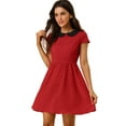 thumbnail image 1 of INSPIRE CHIC Women's Doll Collar Above Knee Hidden Zipper Back Dress, 1 of 6