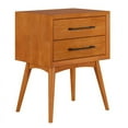 thumbnail image 6 of AFI Pasadena Solid Wood Mid-Century Modern Nightstand with 2 Drawers, Light Toffee, 6 of 10