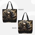 thumbnail image 2 of Disketp Gold Rose Skull Bolsa Tote de Lona para Mujer, Bolso de Hombro y Cruzado con Cierre de Cremallera, 2 of 7