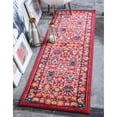 thumbnail image 2 of 2.5' x 10' Fuchsia Pink and Yellow Bohemian Floral Rectangular Rug Runner, 2 of 8