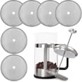 thumbnail image 1 of Filtro de repuesto para prensa francesa, filtro de prensa de café de 4 pulgadas, malla de acero inoxidable reutilizable (6 paquetes), ZefeiWu 8390606919816, 1 of 1