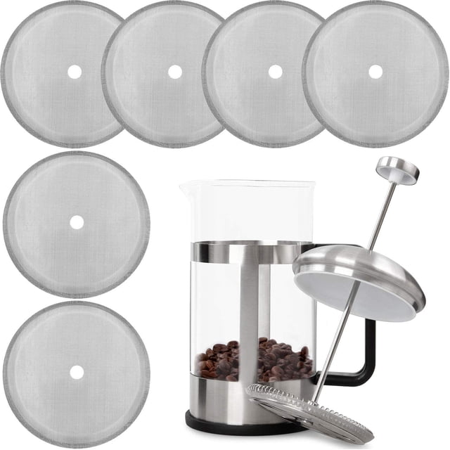 Filtro de repuesto para prensa francesa, filtro de prensa de café de 4 pulgadas, malla de acero inoxidable reutilizable (6 paquetes), ZefeiWu 8390606919816