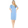 thumbnail image 2 of JEFFRICO House Dresses for Women with Pockets - Lightweight Breathable Short Sleeve Muumuu & Nightgowns - Snap Front Housecoat and Dusters for Women, 2 of 6