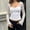 *White, variant on ClodeEU Women's Square Neck Long Sleeve Top with Lace Patchwork ,Casual Solid Color Slim Fit Blouse Black,Women's Plus L