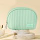 thumbnail image 5 of Bolsa de cosméticos pequeña de cuero PU con cremallera de doble capa abierta de par en par para mujeres y niñas, 5 of 6