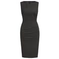 thumbnail image 6 of Blmnix Work Dresses Dress for Women Business Casual Bodycon Dress Crew Neck Midi Dresses Black Sleeveless Adjustable Waist Womens Summer Dress,L, 6 of 6