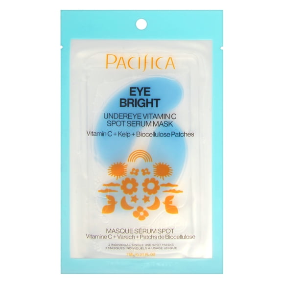 Pacifica Eye Bright Undereye Vitamin C Spot Serum Brightening Mask with Vitamin C and Kale, 2 Count per Pack