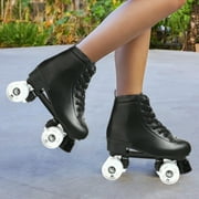 EONROACOO Black Roller Skates for Women Men, Light-up Skates for Girls(Women 8/Men 6.5)