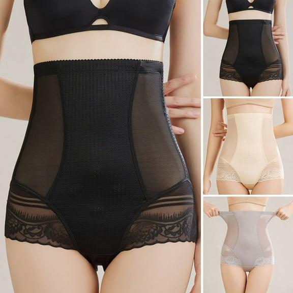 HEVIRGO Women Seamless Tummy Control Panties High Waisted Shapewear Boyshorts Lace Body Shaper under Dress Short
