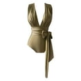 thumbnail image 4 of QHFBli Women's Plunge One Piece Bathing Suit Deep V Neck Swimsuits Crisscross Wrap Tie Monokini High Waisted Swimwear, 4 of 4