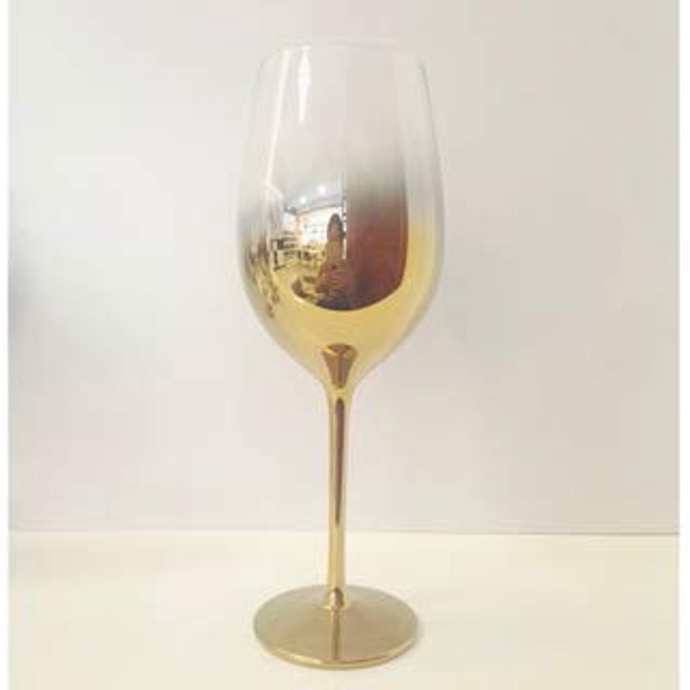 Madison Décor Gold Ombre Red Wine Glasses Thin, Handblown Glass