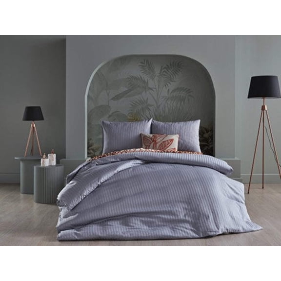 Gray Duvet Cover Set - Queen Size (4 Pieces)