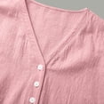 thumbnail image 7 of ClodeEU Women's Linen Blend V Neck Short Sleeve Blouse,Casual Loose Fit Summer Shirt Pink,Women's Plus M, 7 of 7