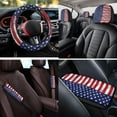 thumbnail image 4 of HUIACONG Black Tribal Pattern Seat Covers for Cars Full Set with Steering Wheel Cover Center Console Cover Seat Belt Covers Coasters Headrest Cover Keychain Southwestern Car Accessories 14 Pcs, 4 of 8