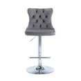 thumbnail image 6 of Tcbosik 2 Pack Modern Velvet Bar Stools with Button Tufted Back, Upholstered Swivel Barstool with Chrome Base, 24.8" - 33" Height Adjustable Island Chair for Kitchen, Dining Room, Gray & Silver, 6 of 10