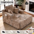 thumbnail image 3 of Oversized Chaise Lounge Chair Indoor, Sleeper Sofa Bed with 64" Long Lounge Surface, No Assembly Boneless Corduroy Upholstered Chaise with Side Pockets for Apartment & Living Room, 3 of 10