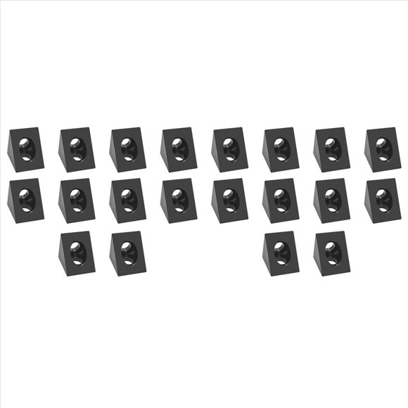 Conector de Soporte en Ángulo de 90 Grados para CNC e Impresora 3D, Ranura en V de Bricolaje, Esquina Negra para Perfil de Aluminio 2020, 20 Piezas