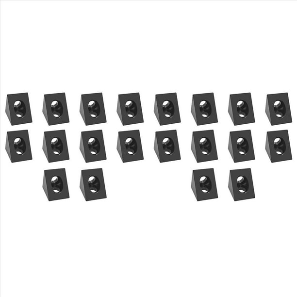 Conector de Soporte en Ángulo de 90 Grados para CNC e Impresora 3D, Ranura en V de Bricolaje, Esquina Negra para Perfil de Aluminio 2020, 20 Piezas