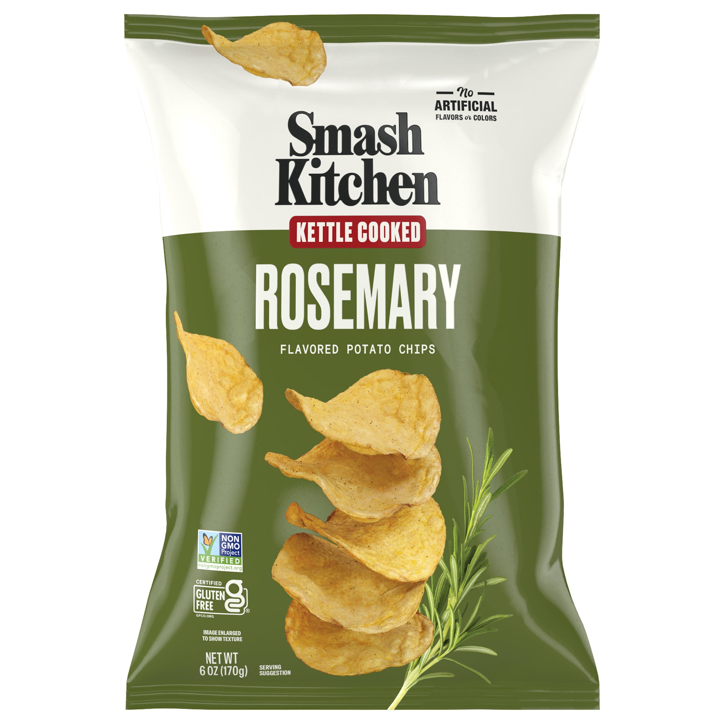 (6 pack) Smash Kitchen Rosemary Non-GMO Kettle Chips, 6 oz