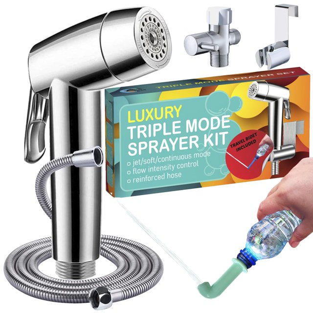 Pulverizador de bidé de mano para inodoro - Pulverizador de modo triple: Pulverizador de chorro para lavadora de pañales de tela y chorro suave | Accesorio de rociador de manguera ajustable premium pa