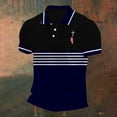 thumbnail image 4 of Men's American Flag Print Collared T-Shirt, Patriotic Button Down Collared Top, Independence Day 4th of July Graphic Tee for Men, Casual Short Sleeve T Shirt Blue L, 4 of 4