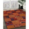 thumbnail image 2 of Ahgly Company Indoor Round Contemporary Mahogany Brown Patchwork Area Rugs, 4' Round, 2 of 6