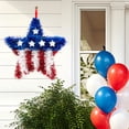 thumbnail image 6 of Red White Blue Patriotic Tinsel Wreath, 4th of July Festive Shaped Hanging Ornament, American Flag Inspired Decor for Front Door, Wall, Window, Independence Day and Patriotic Celebration, 6 of 7