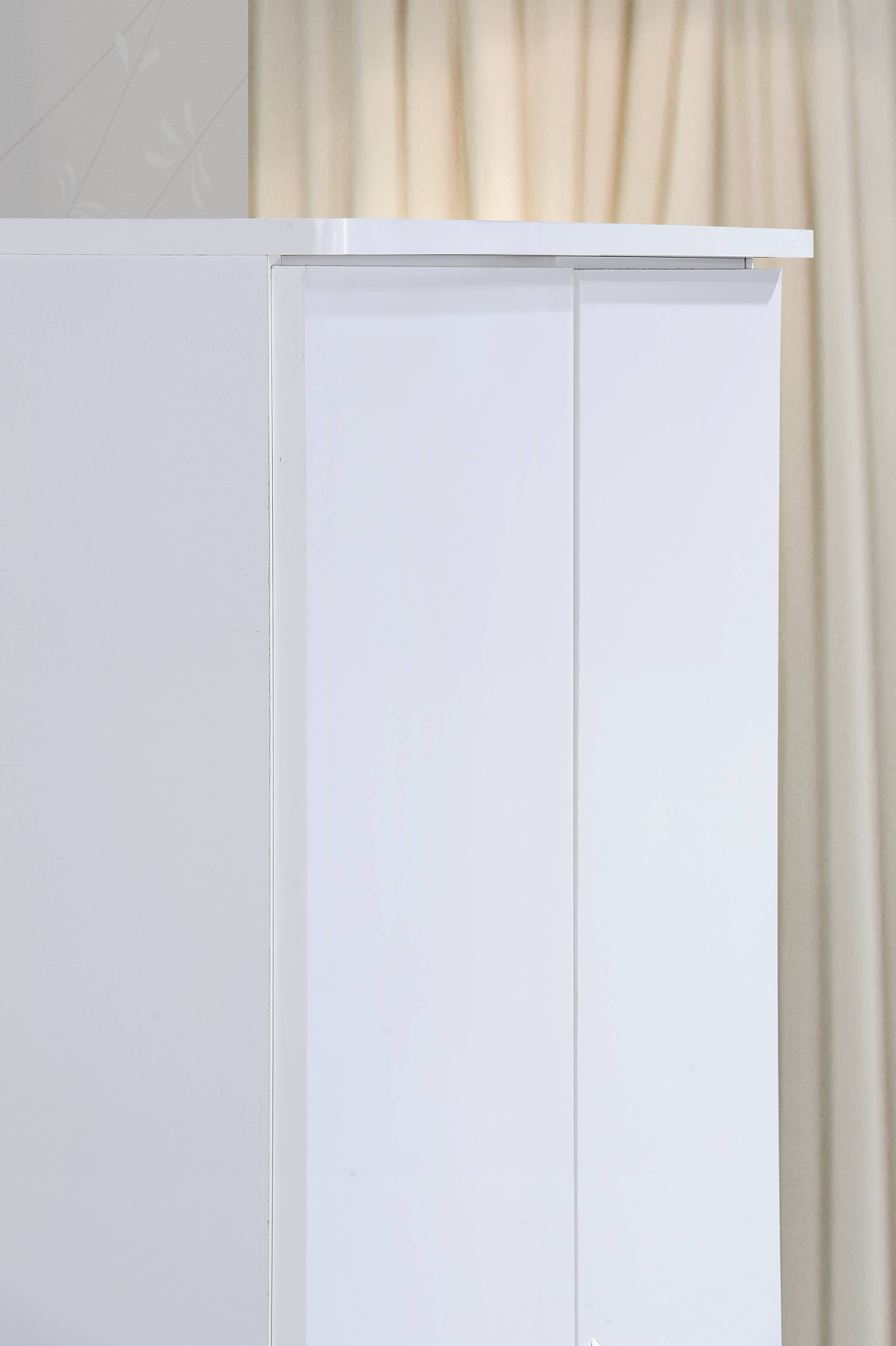 Hodedah Two Door Wardrobe with Two Drawers and Hanging Rod, White