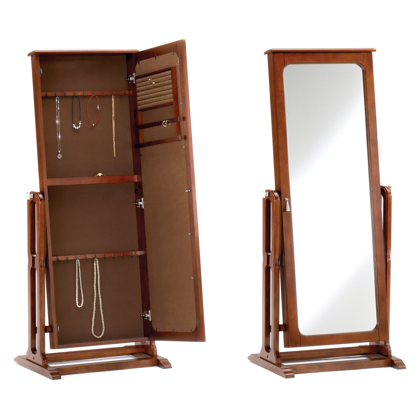 Bernards Cherry Jewelry Armoire With Full Length Mirror