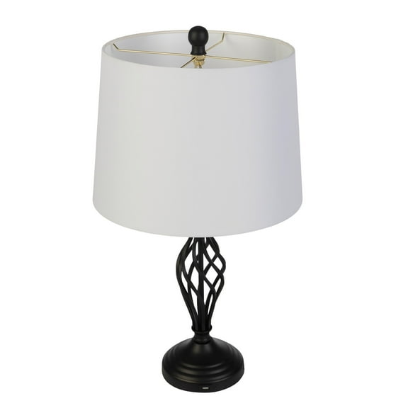 Sptwo | Spiral Cage Table Lamps - Set of 2 Oil-Rubbed Bronze, Modern Farmhouse Style, Bedside, or Living Room Lamps with White Drum Shades