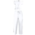 thumbnail image 4 of Dyegold 2 Piece Outfits for Women Deep V Neck Crop Top Side Slit Drawstring Wide Leg Pants Set Jumpsuits Summer Beach Suits, 4 of 5