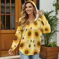 thumbnail image 3 of DISNIMO Bee Sunflower Printed Sweatshirts for Women Waffle Hoodies Long Sleeve Pullover Tops Trendy Sweatshirts for Daily Wear, 2XL, 3 of 7