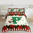 thumbnail image 3 of Homewish Letter P Monogrammed Full Size Comforter Sets,Merry Christmas Bedding Comforter Set,Xmas Flower Red Bowtie Bedding Sets For Kids,Microfiber Room Decorative Reversible,3-Piece, 3 of 9