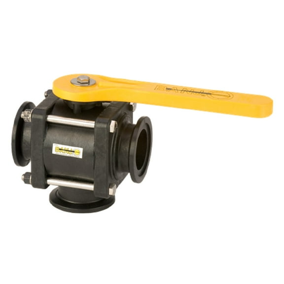 Banjo Manual 3-Way Ball Valve,2",Polypro MV220BL